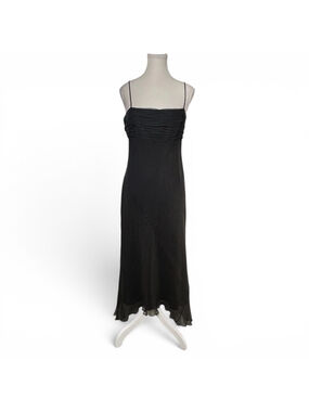 Y2K Talbots Black pin dot Slip Dress Minimalist Maxi